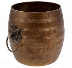 Handcrafted Brown Brass Planter Pot with 2 Ring Handles