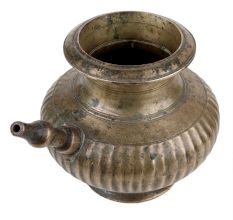 Handmade Brown Brass Pot With Spout Indian Holy Water Vessel