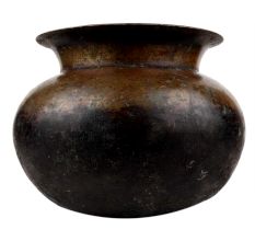 Handmade Patina Rich Round Brass Pot Or Lota