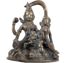 Handmade Blackened Brass Lord Shiv Pariwar Statue
