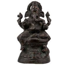 Handmade Matt Black Brass Lord Ganesha Statue