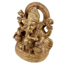 Handmade Golden Brass Lord Ganesha Blessing pose