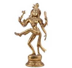 Handmade Golden Brass Ardhanarishvara Half Shiva And Parvati Dancing Statue