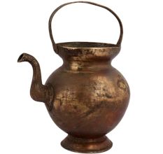 Handmade Brown Kamandal Holy Water Pot with Handle