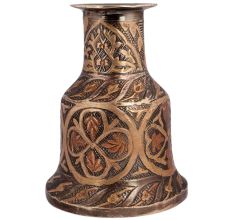 Handmade Copper Finish Brass Floral Design Engraved Bell Shape Hookah Base