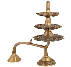 Handmade Brass Three Tier Oil Lamp Ganga Aarti Diya