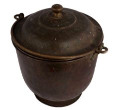 Handmade Heavily Patinated Brass Bucket With Lid