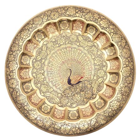 Peacock Embellished Decorative Tray For Living Room Spaces