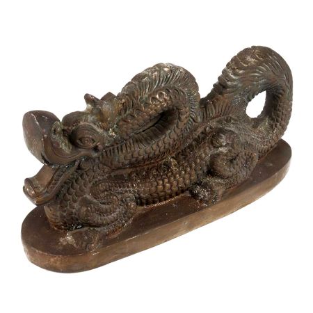 Handmade Brown Brass Sitting Komodo Dragon Statue