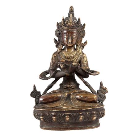 Handmade Brown Golden Brass Tibetan Buddha Statue