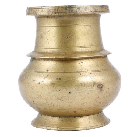 Handmade Antique Golden Brass Unusual Design South Indian Water Pot