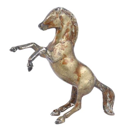 Handmade Nickel Finish Brass Horse Statue With Uplifted Legs