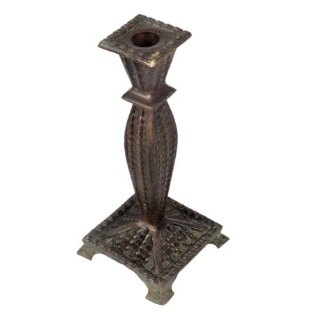 Handmade Brown Footed Brass Candlestick With Engraved Design