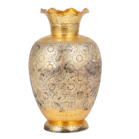 Handmade Multicolored Brass Scalloped Flower Vase