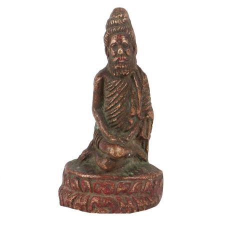 Handmade Brown Tarnished Brass Sitting Indian Sage Statue