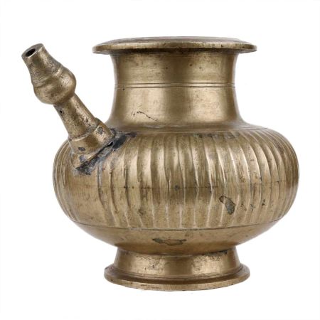 Handmade Black Coated Brass Heavy Water Pot With Spout