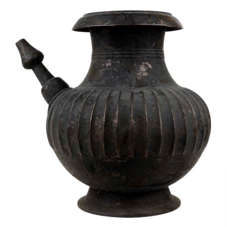 Handmade Black Stained Brass Pot With Spout