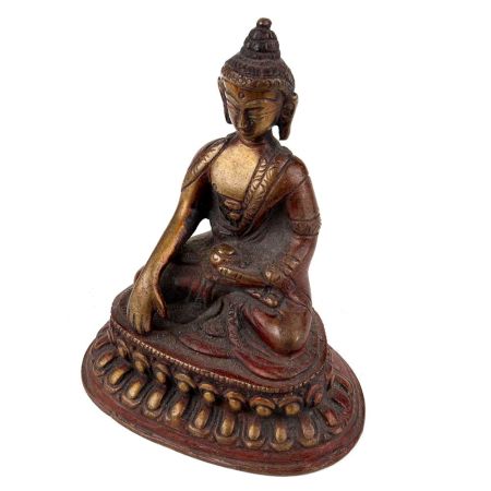 Handmade Red Brass Lord Buddha Earth Touching Statue