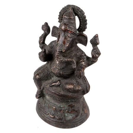 Handmade Matt Black Brass Lord Ganesha Statue