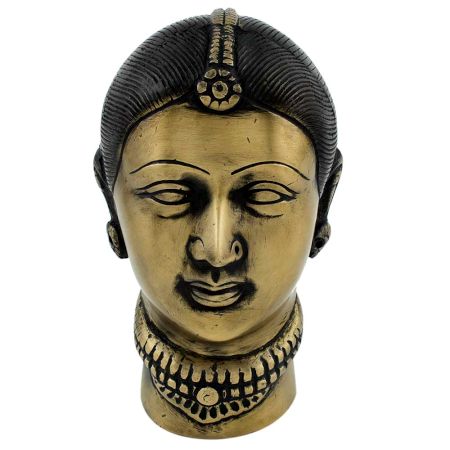 Handmade Antique Brass Gangaur or Gauri Mata Face Statues