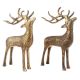 Handmade Golden Brass Standing Deers In Pair