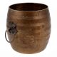 Handcrafted Brown Brass Planter Pot with 2 Ring Handles
