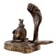 Handmade Blackened Brass Shiva Face On Shivling With Nandi Idol