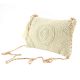 White Glass And Cotton Ziptop Clutch Bag