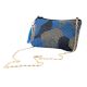 Blue Glass Bead And Cotton Ziptop Clutch Bag