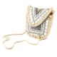 Natural Beaded And  Coin Flap Clutch Bag