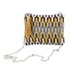 Yellow And Blue  Ikat Jaquard Ziptop Clutch Cotton Bag With Tassle