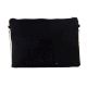 Black And White Ziptop Jacquard Cotton Clutch bag With Tassle