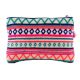 Multicolored ZipTop Jaquard Cotton Zip Top Clutch Bag With Tassle