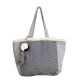 Navy Blue Woven Beach Cotton Tote Bag