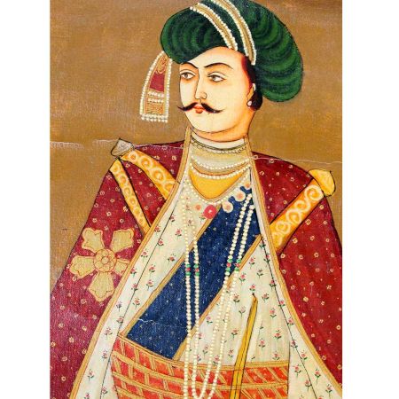 Old Standing Indian Emperor Canvas Painting