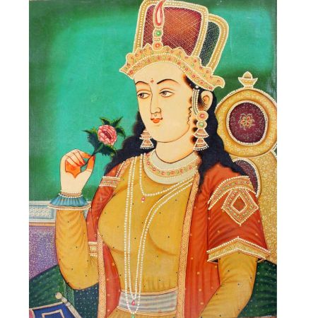 Handmade Canvas Painting Of Mughal Queen