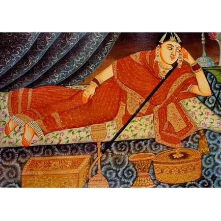 Queen Smoking A Hookah Canvas Painting