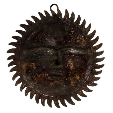 Old Brass Burnished Surya Dev Wall Hanging