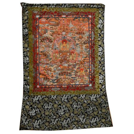 Tibetan Thangka Painting Of Life Of Buddha