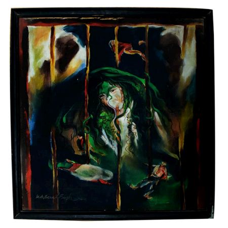 Canvas Painting Of Girl With Colorful Background