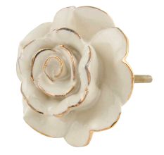 Cream Golden Rose Ceramic Cabinet Knobs