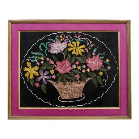 Oil Painting Of Colorful Flowers in a Decorative Vase