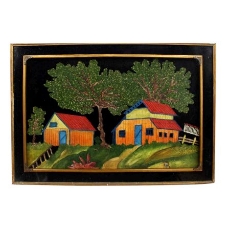 Oil Painting Of Country House In Forest