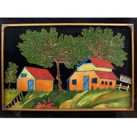 Oil Painting Of Country House In Forest