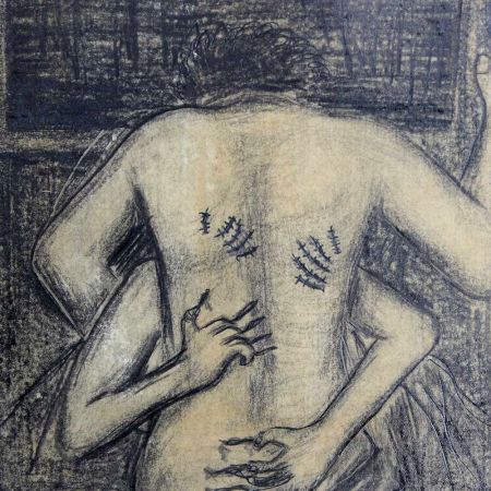 Framed Paper Charcoal Painting Of The Grudge