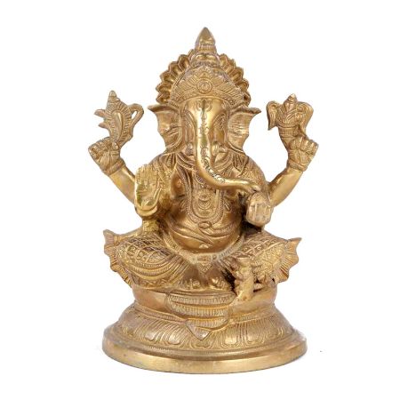 Brass Ganesha Statue In Blessing Pose