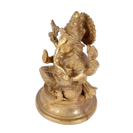 Brass Ganesha Statue In Blessing Pose