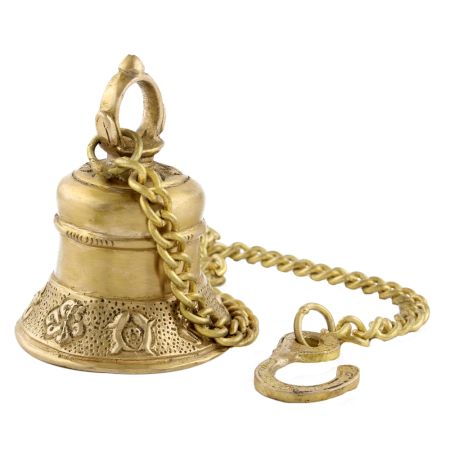 Brass Temple Bell With Long Chain