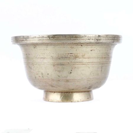 Brass Water Offering Bowl In Silver Finish
