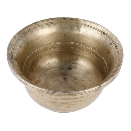 Brass Water Offering Bowl In Silver Finish